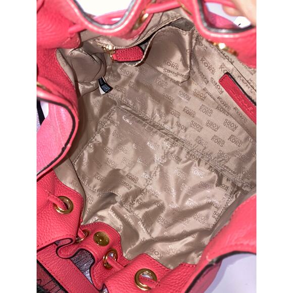 MICHAEL KORS, LARGE PINK PEBBLED LEATHER HANDBAG WITH TASSEL - Picture 16 of 16